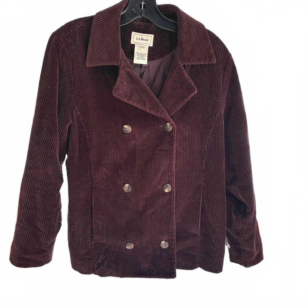 VTG L.L.Bean Women's Double-Breasted Brown Corduroy Jacket - Petite Small